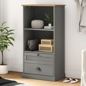 Bookcase Grey Solid pine wood Tall Bookcase Rectangular