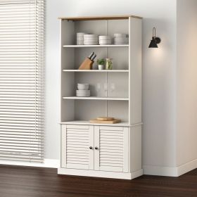 Bookcase White Solid pine wood 33.5 x 13.8 x 66.9 in Bookcase