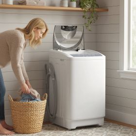 Compact Washer, Portable Washing Machine, Full Automatic Washer with 8 Programs and 6 Water Levels, White (Option: White-540x540x890 mm)