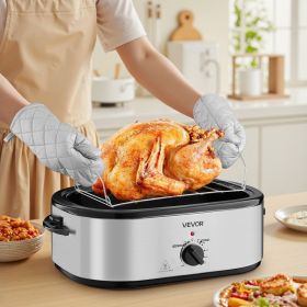 Electric Roaster Oven 22QT Electric Roasting Pan With Self-Basting Lid (Option: Silver)